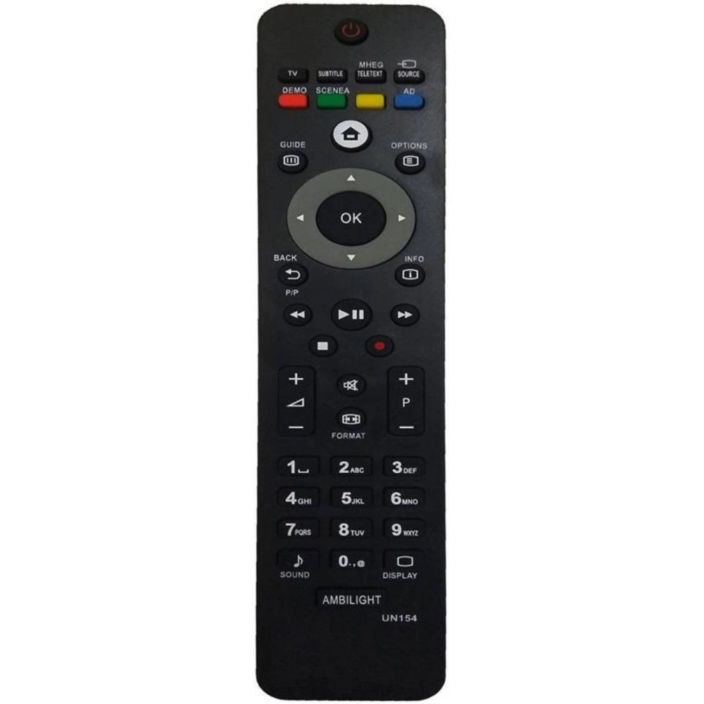 LCD/LED Remote UN154, lightweight, ergonomic, infrared, zinc carbon battery, compatible with Philips TVs (same model only)