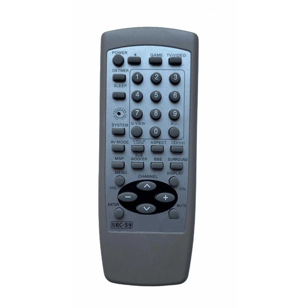 Universal CRT TV remote URC59, compatible with Aiwa CRT TV, ergonomic design for long-range control
