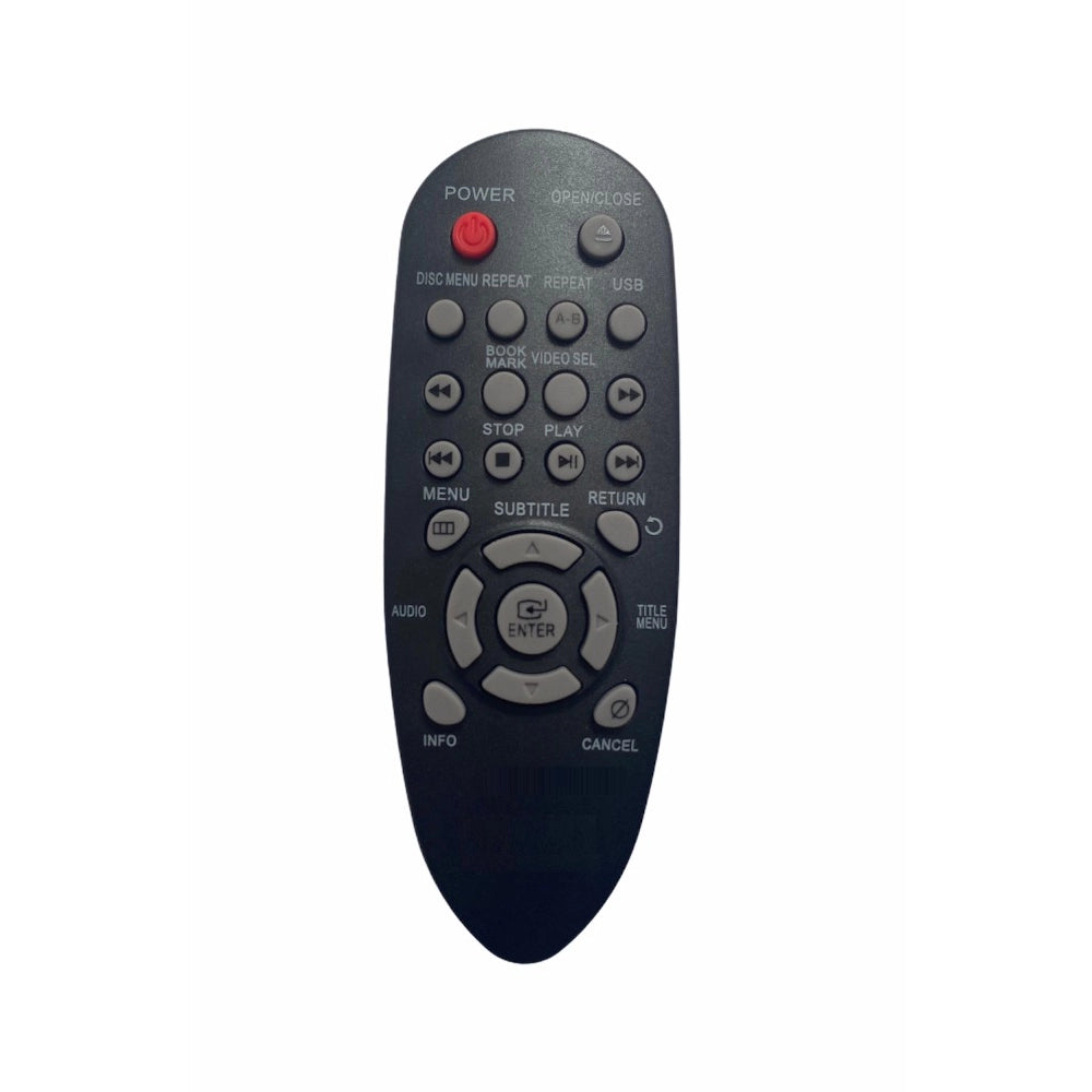 Samsung universal IR remote compatible with home theatre/DVD, lightweight ergonomic design, zinc carbon battery, long-range 30 feet operation