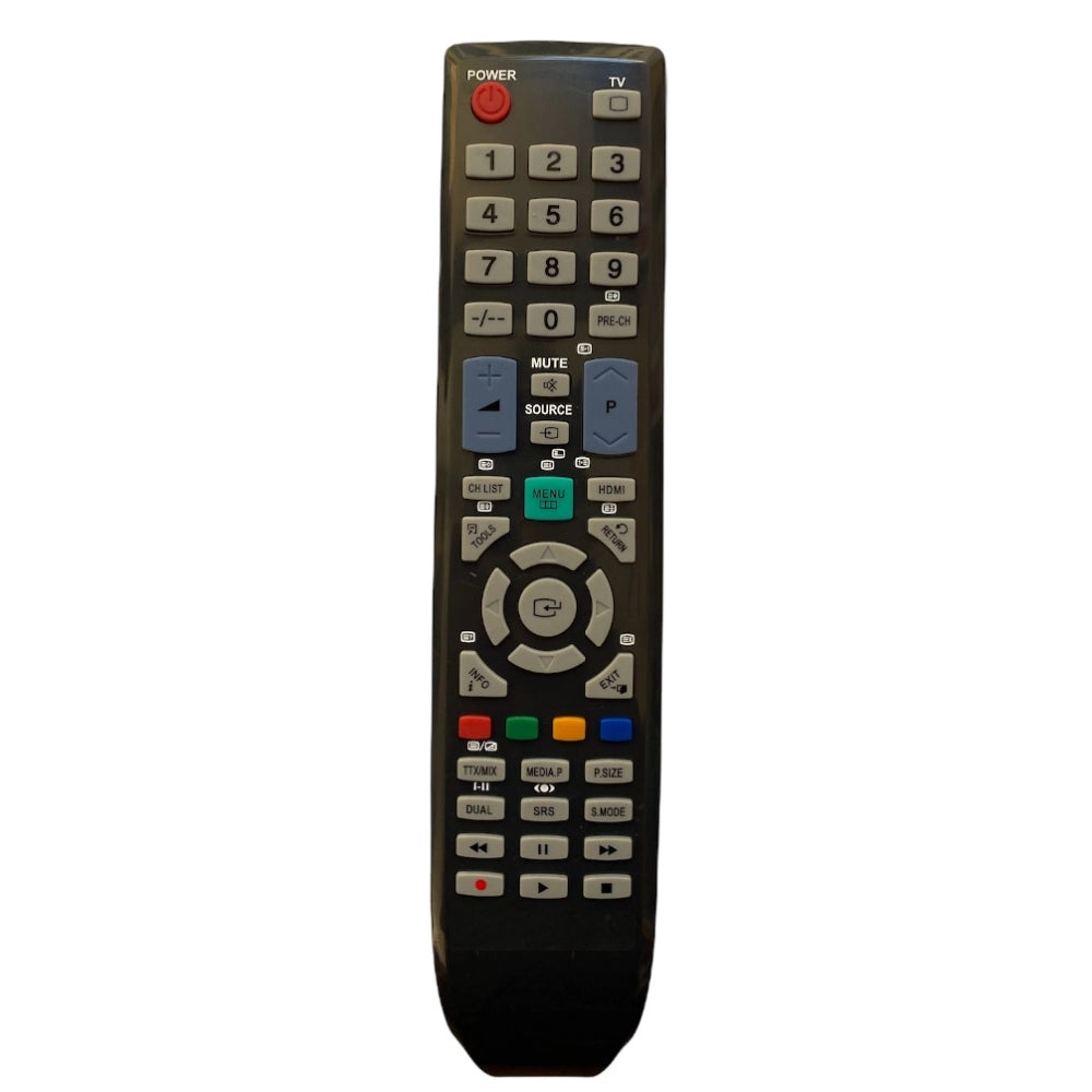 LCD/LED remote URC77, lightweight infrared zinc carbon battery powered Samsung TV compatible (same model only) for long-distance operation from sofa or bed