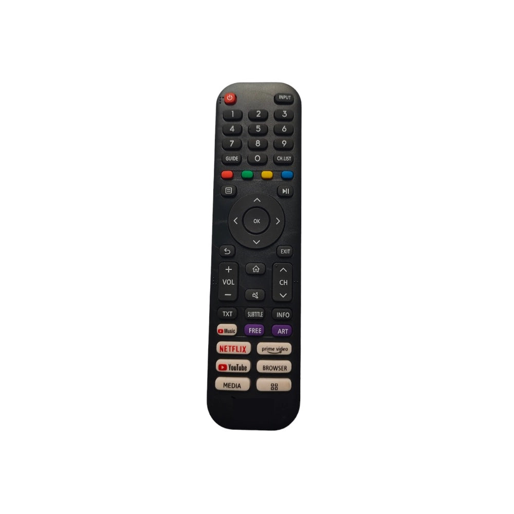 Infrared zinc carbon remote for Vu Smart TV LCD/LED, compatible with No. 986 (No Voice), long-range ergonomic design