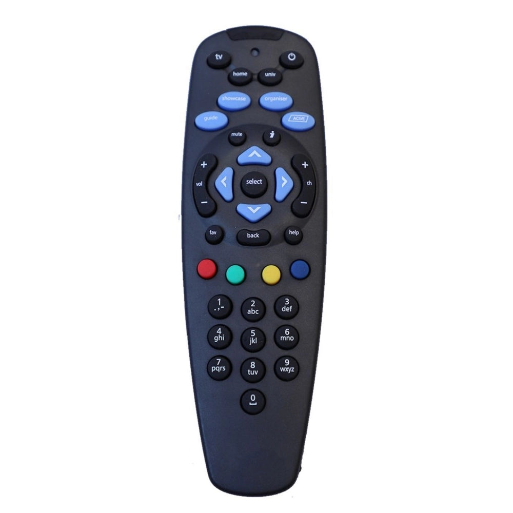 Black infrared DTH remote (no recording feature), compatible with Tata Sky SD/HD/HD+/4K, long-range control for TV functions