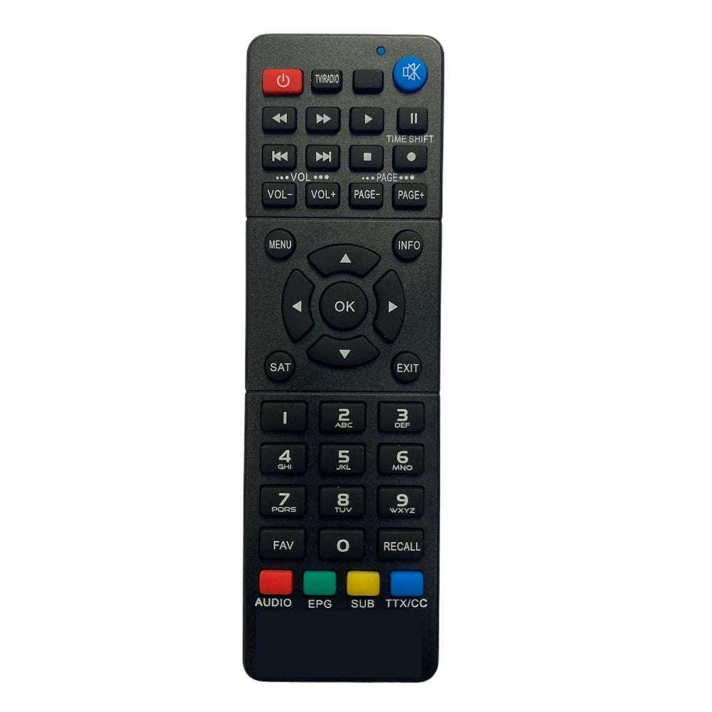 DTH Remote No. 3010, infrared-connected, long-range WiFi compatible, Zinc Carbon battery, ergonomic design for Free Dish DTH devices