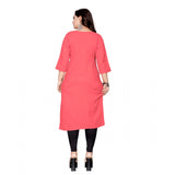 Women's Cotton Solid Straight Kurti (Peach) - GillKart