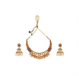 Women's Temple Elegance Gold Plated Necklace and Earrings Set (Multi Color, Free Size)