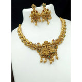 Women's Gold Plated Temple Necklace and Earrings Set (Multi Color, Free Size)
