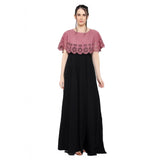 Peach crepe sleeveless full length gown for women