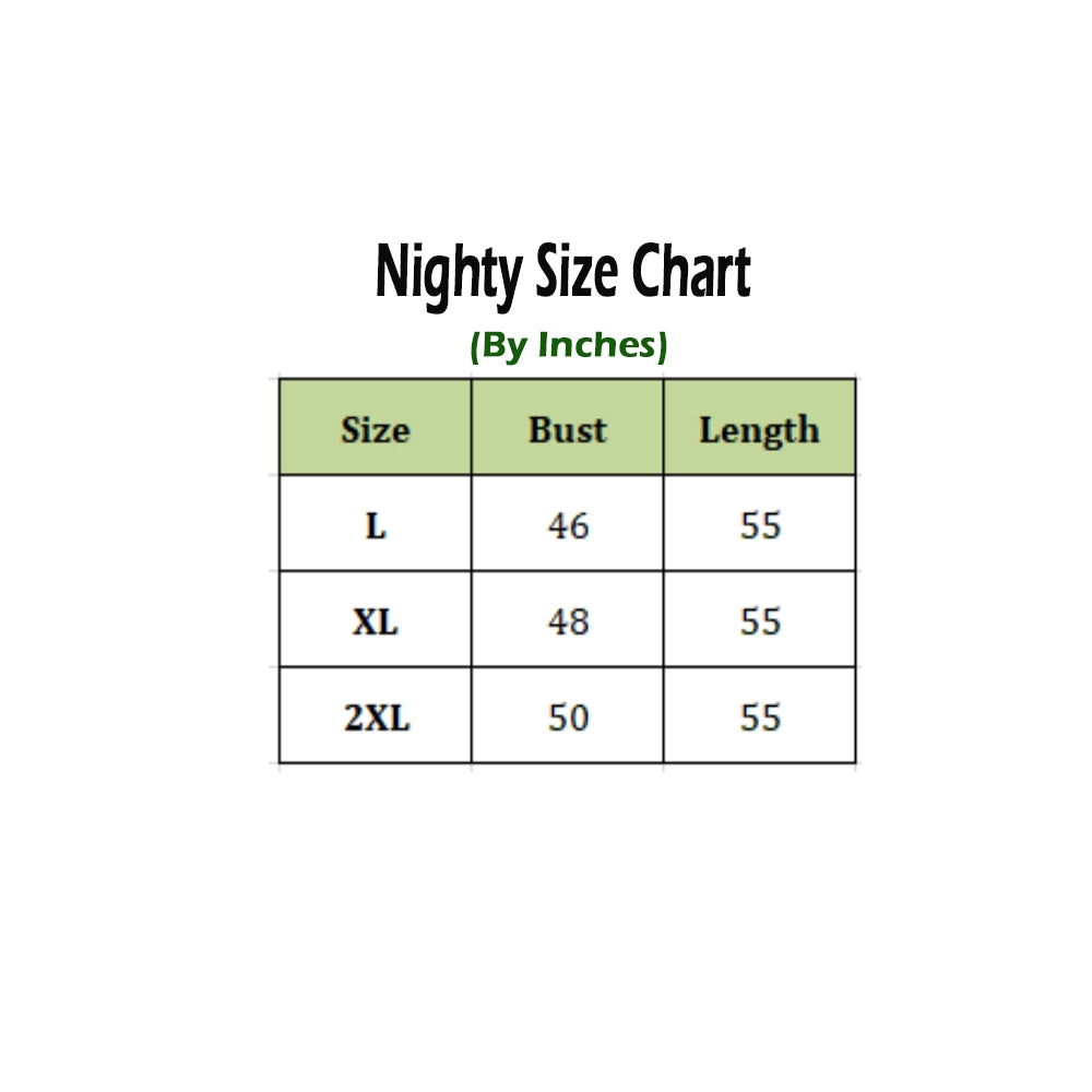 Green cotton printed maxi nightgown for daily wear, short sleeves and round neck