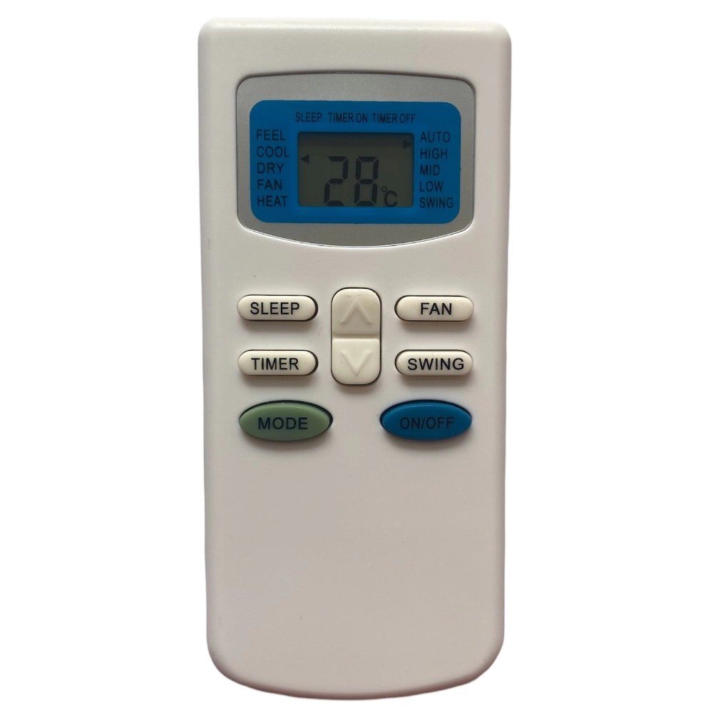 Multi-colored infrared remote compatible with Toshiba AC, offers long-distance control up to 30 feet, ergonomic design for easy grip