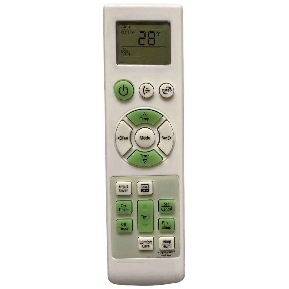 Multi-colored infrared remote compatible with Videocon AC, operates from 30 feet range, ergonomic design for easy grip