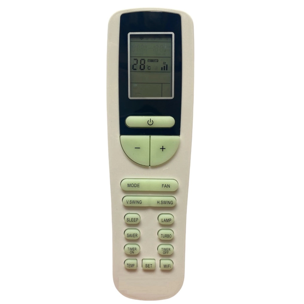 Multi-colored infrared remote No. 133B with Wi-Fi function, compatible with Voltas AC remote (same model only). Long-distance AC control for comfortable use from sofa or bed, max range 30 feet. Ergonomic design and lightweight for easy grip