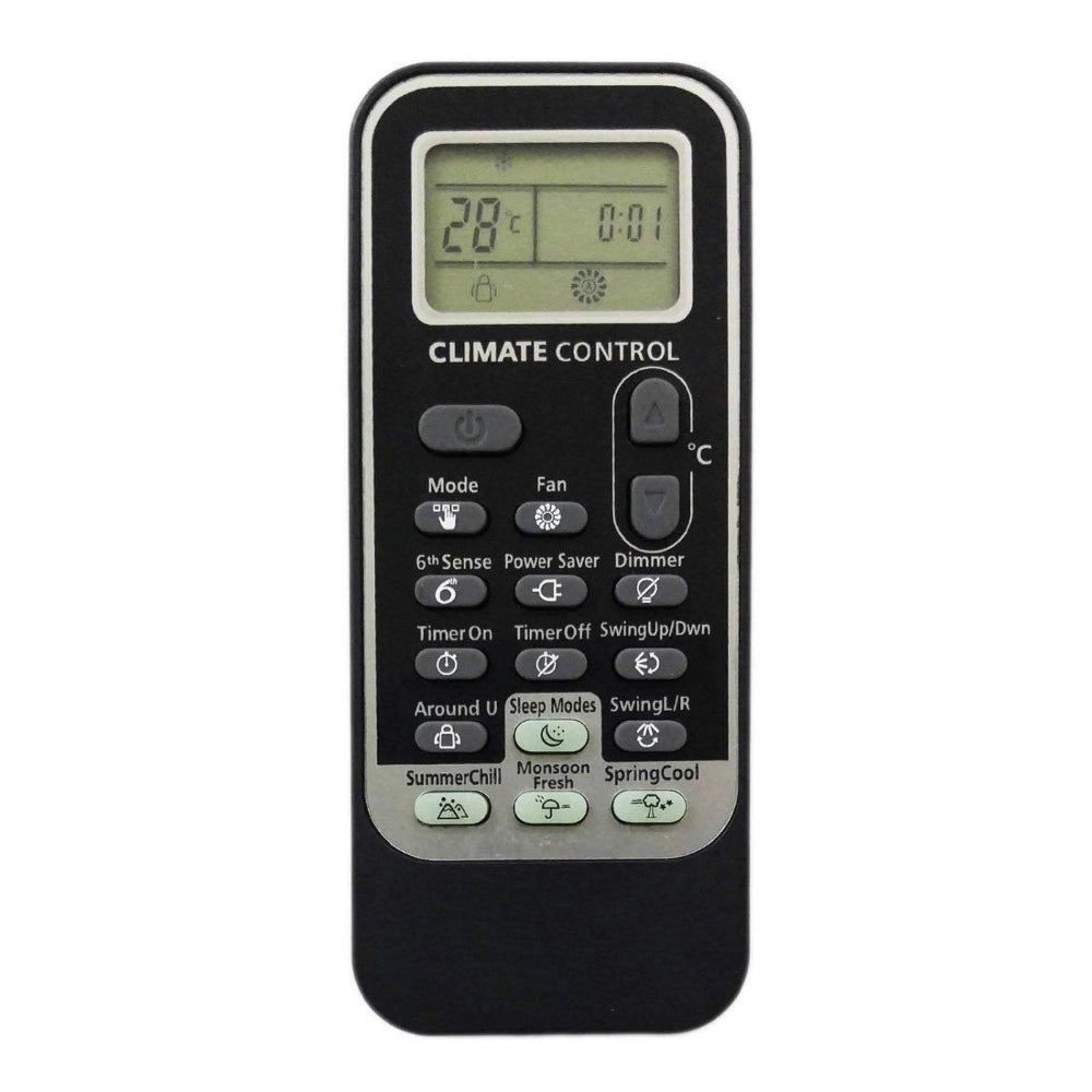 Black infrared remote compatible with Whirlpool AC, long-distance operation, ergonomic design
