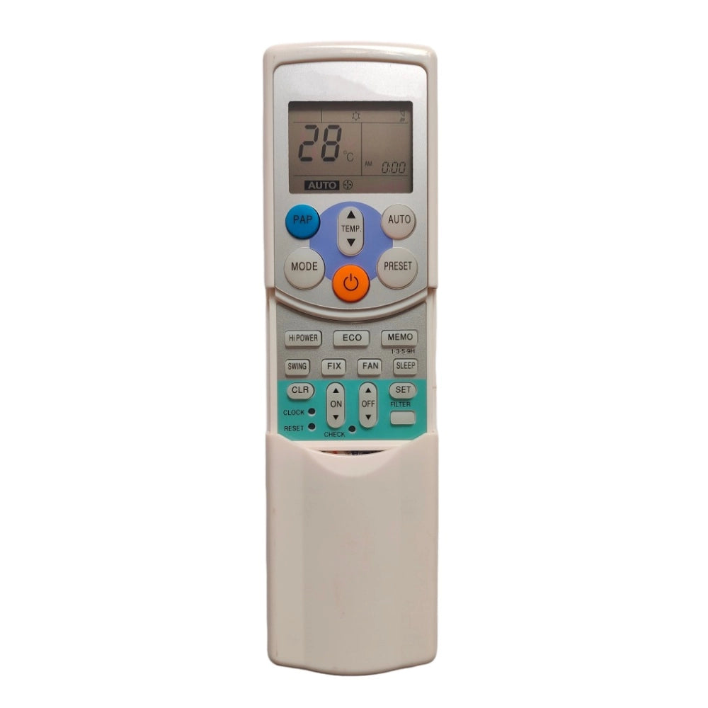 Multi-colored Infrared remote compatible with TCL AC, operates up to 30 feet range, ergonomically designed for comfortable use