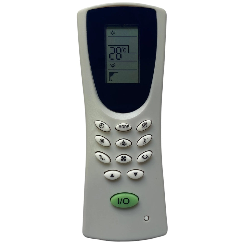 Multi-colored Infrared AC remote compatible with O General, offers easy device control from room space with ergonomic design and lightweight construction
