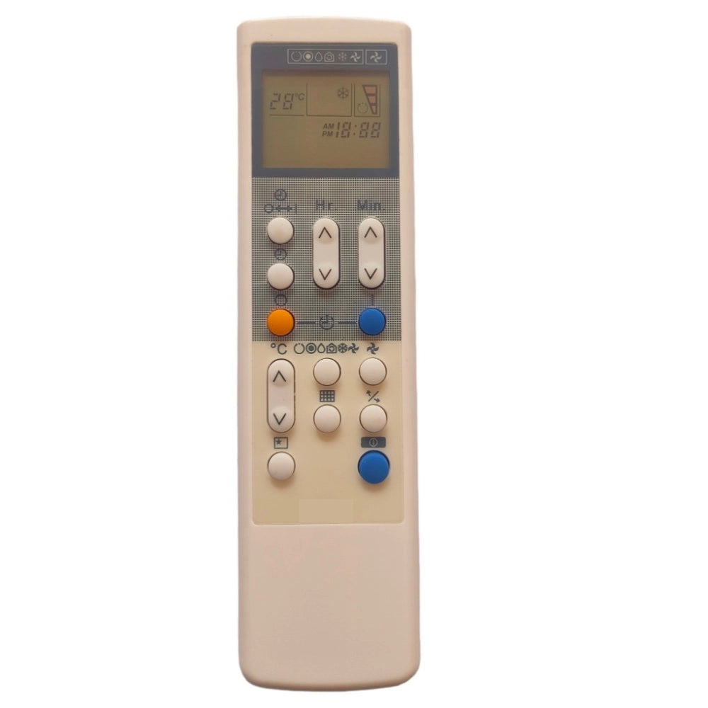 Multi-colored Infrared remote compatible with Videocon & Hitachi AC remotes, long-range control for comfortable use from sofa or bed