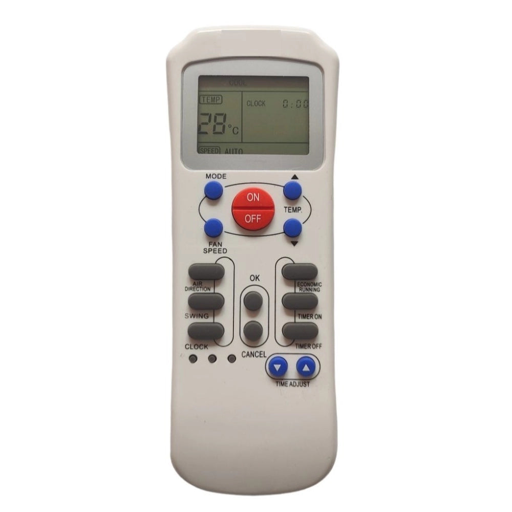 Multi-colored Infrared Remote No. 125 for Aux AC Remote Control, long-range (30 feet), compatible with Carrier AC remote (same model only). Ergonomic design for easy use from sofa, divan or bed