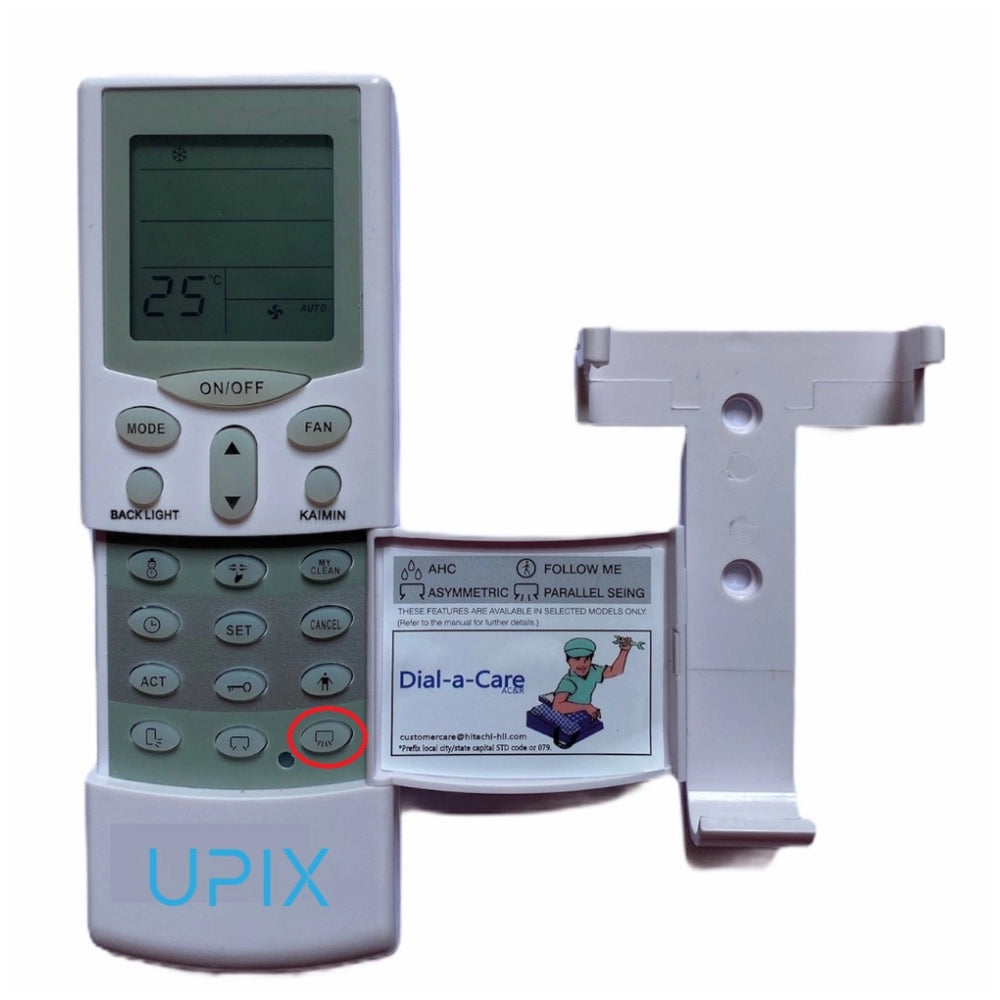 Multi-colored Infrared remote (Zinc Carbon battery) compatible with Hitachi AC Remote Control (SAME MODEL ONLY), facilitates long-distance device operation from sofa, divan, or bed, with ergonomic design and lightweight grip