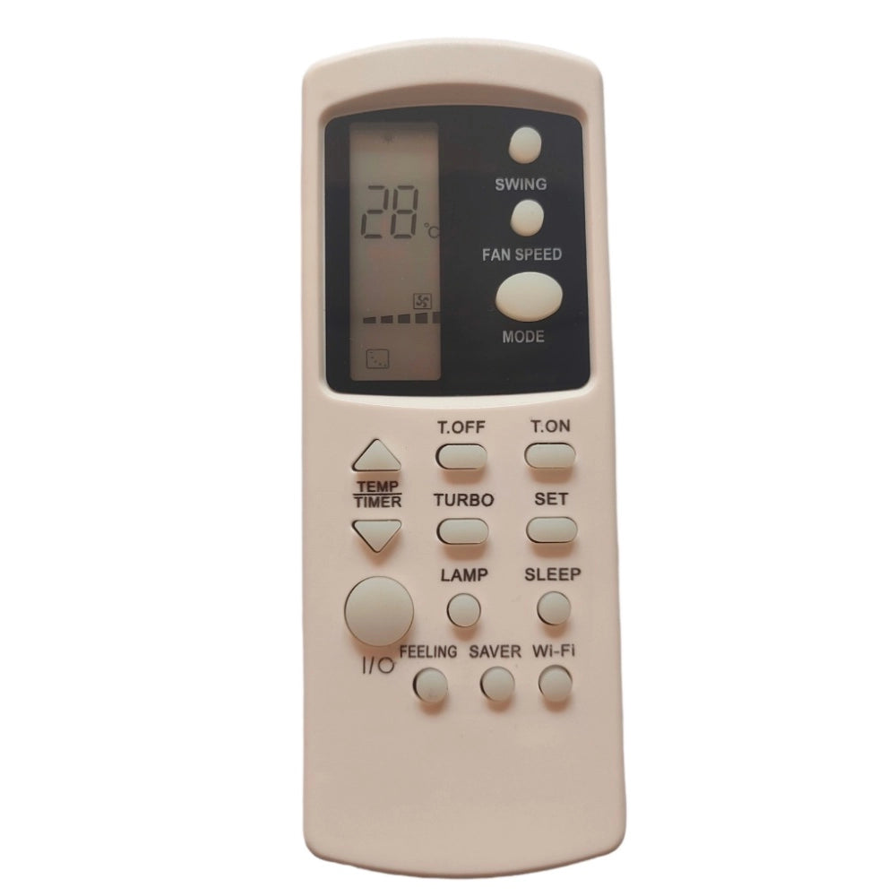 Multi-colored infrared remote with WiFi function for Voltas AC control, long-range operation up to 30 feet