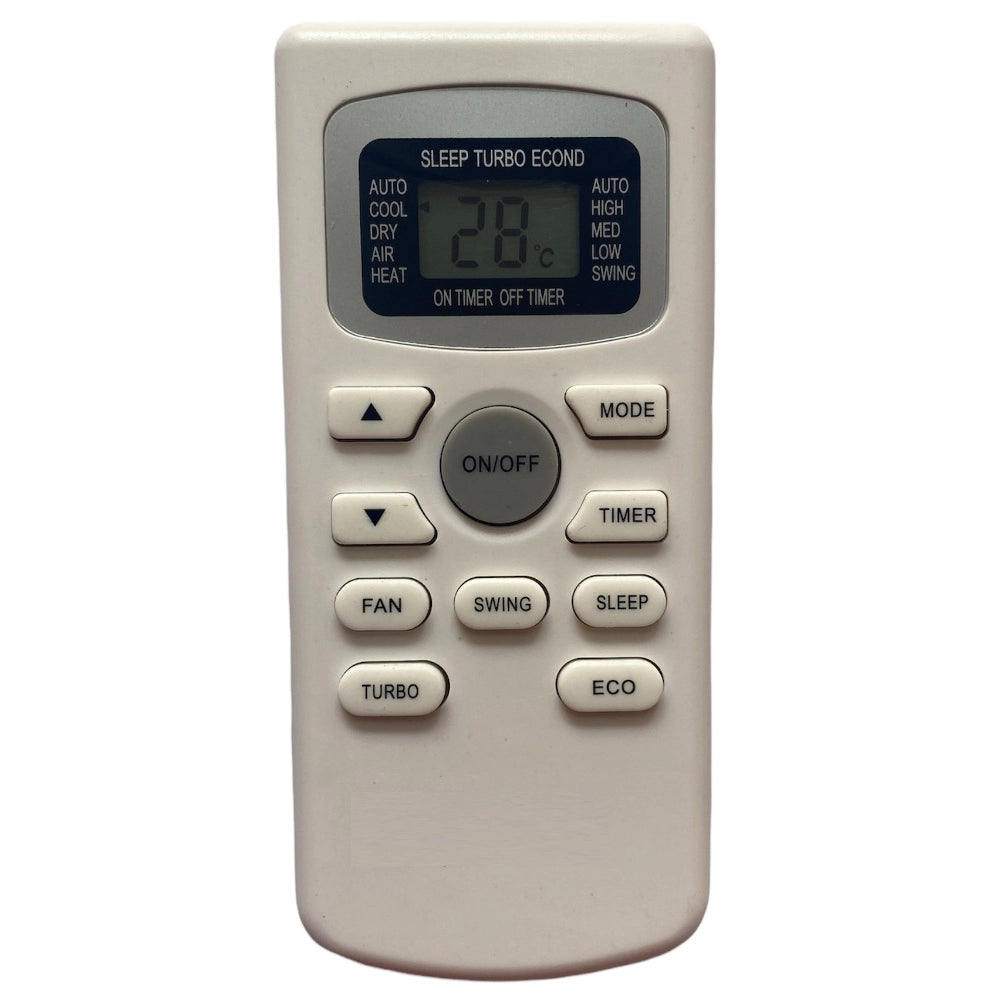 Multi-colored infrared remote with backlight and timer, compatible with Hitachi AC Remote Control. Ergonomic design offers easy grip for long-distance operation from sofa or bed