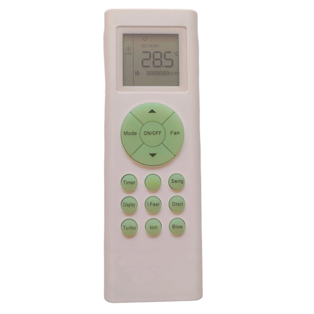 Multi-colored Infrared remote (Bluestar AC compatible), offers long-distance control for comfortable operation from sofa, divan, or bed with a maximum range of 30 feet and ergonomic design