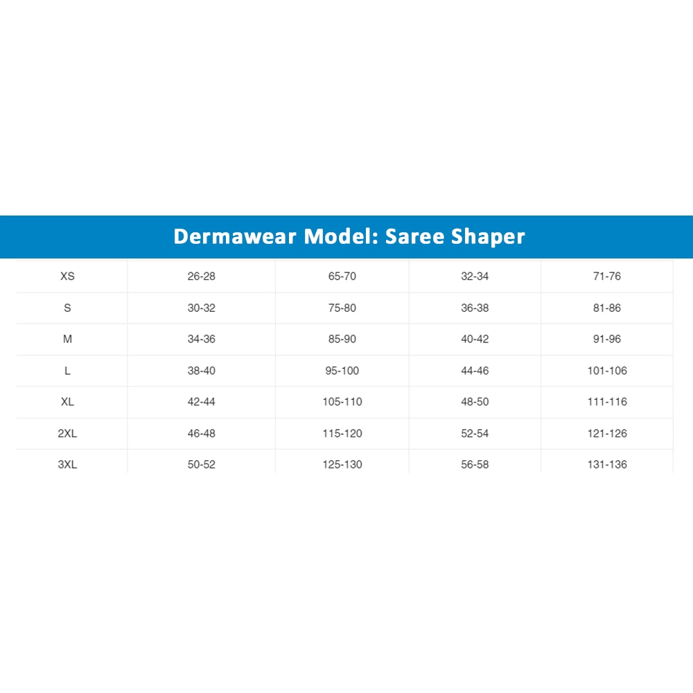 White 4D stretch saree shapewear, enhancing women's silhouette