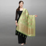 Light green silk Zari weaving Duppatta for traditional wear (223 meters, 36-inch width)