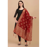 Maroon Silk Zari weaving Duppatta (Length: 2.23m), traditional wear with intricate Zalhar pattern