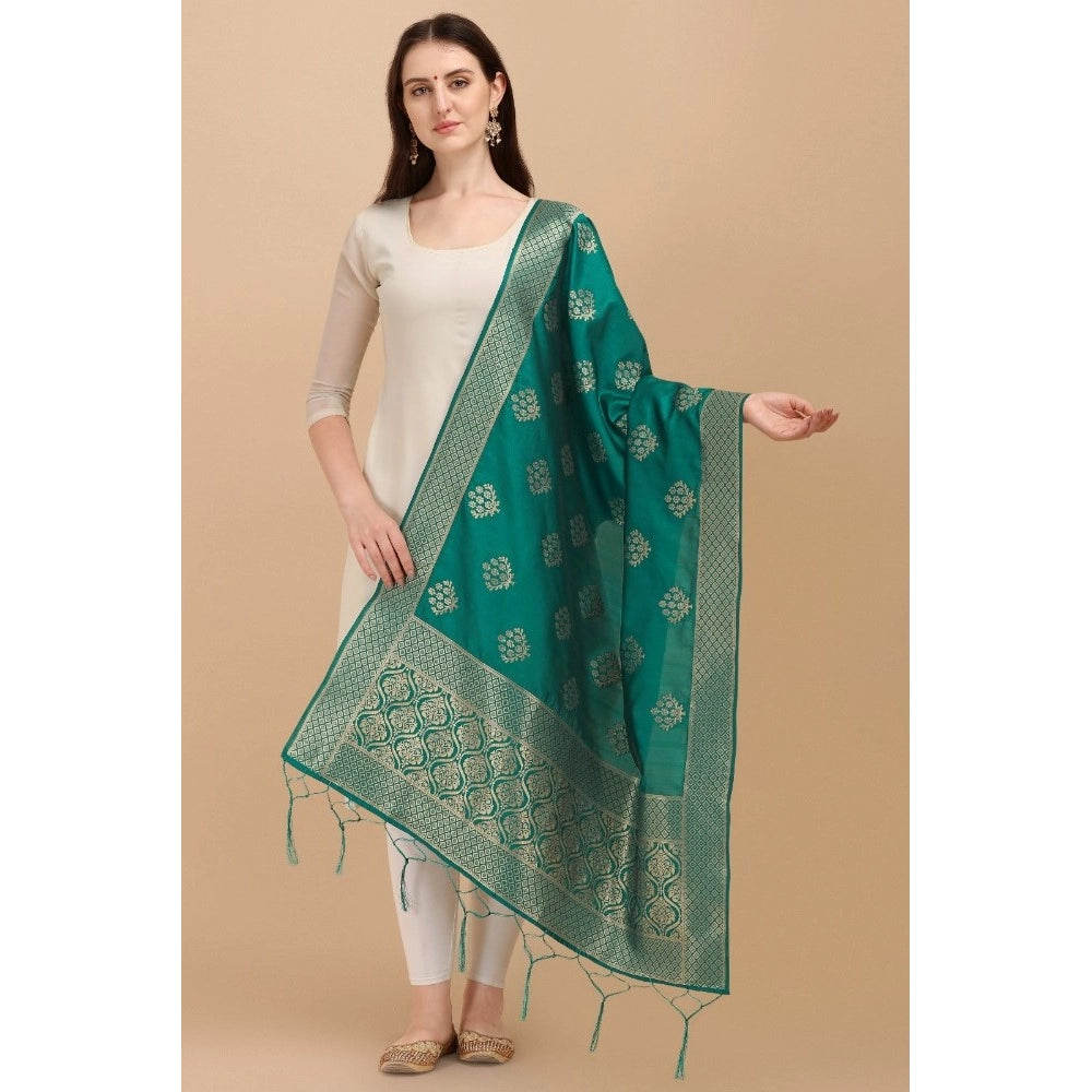 Green Silk Zari weaving Duppatta (223m), traditional Indian wear accessory