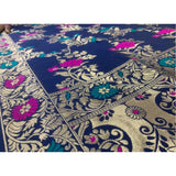 Navy Blue Silk Zari weaving Duppatta for traditional wear, length 223 meters, showcasing intricate Zalhar patterns