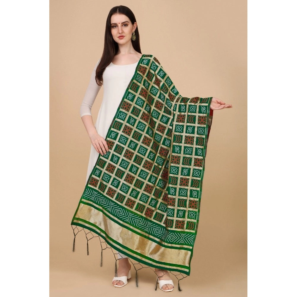 Green silk Zalhar Work Duppatta for traditional wear (length: 223 mtrs, width: 36 inches)