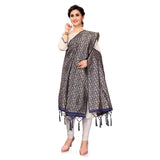 Navy Blue Silk Zalhar Work Duppatta for Traditional Wear, length 223 meters, 36-inch width on display
