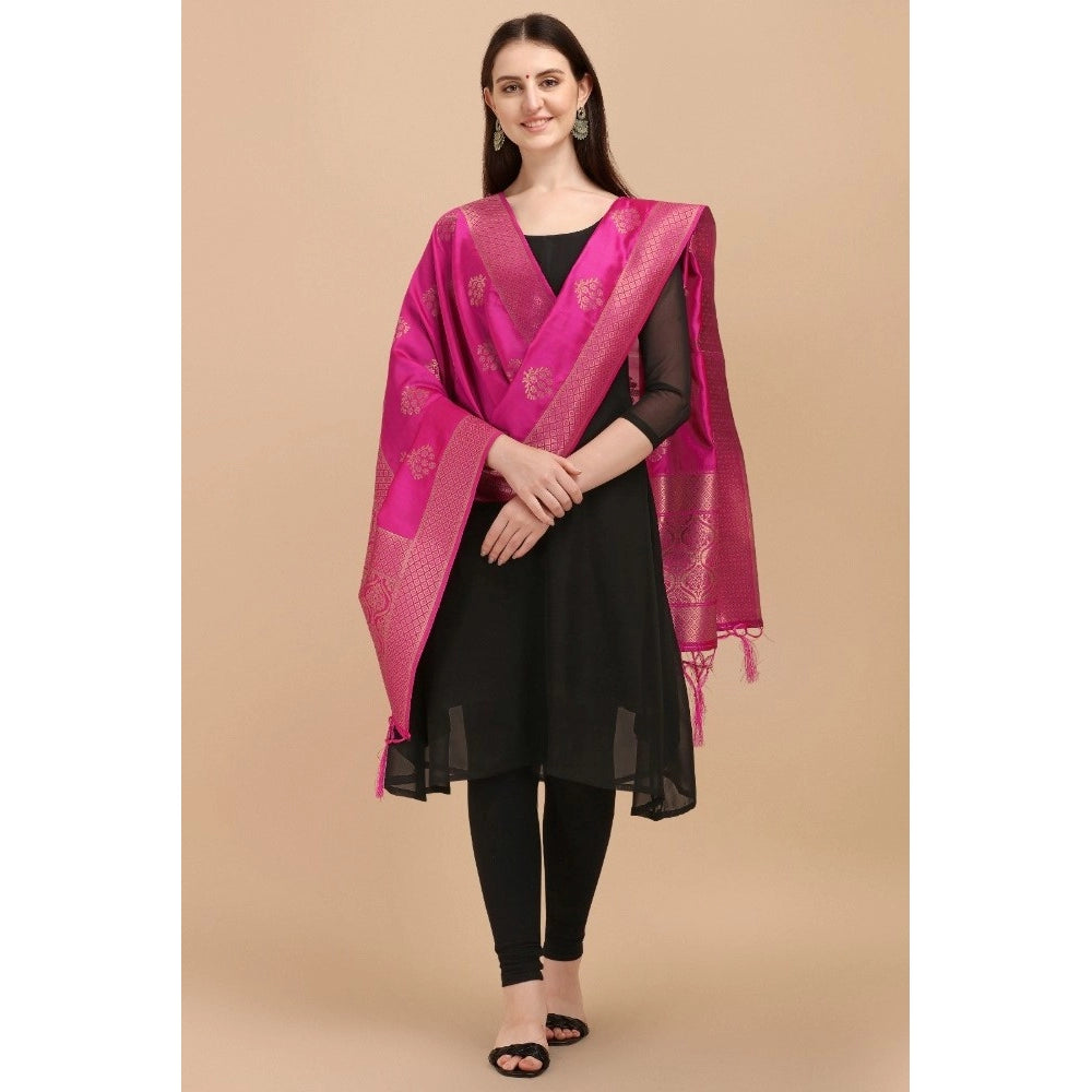 Pink Silk Zari weaving Duppatta (223 mtrs), traditional wear with Zalhar pattern