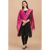 Pink Silk Zari weaving Duppatta (223 mtrs), traditional wear with Zalhar pattern