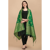 Green Silk Pure Zari weaving Duppatta, 223 meters long for traditional wear