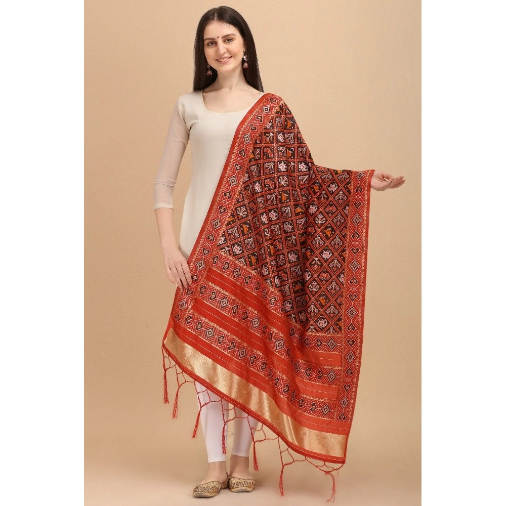 Maroon silk pure Zari weaving Duppatta (length 223 mtrs), traditional wear for women, zalhar work pattern