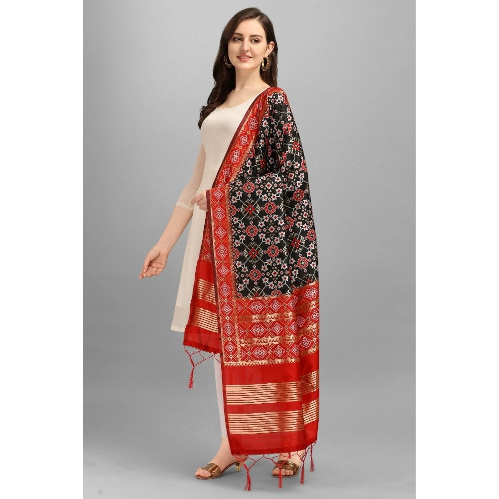 Black silk Zalhar Work Duppatta (223 mtrs), traditional women's wear accessory