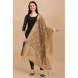 Beige silk Zari weaving Duppatta for traditional wear, 223 meters length, 36-inch width on display