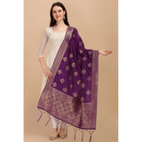 Purple silk Zari weaving Duppatta (2-2.3m), traditional wear for women's festive attire