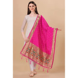 Pink silk Zari weaving Duppatta, 223 meters length for traditional wear