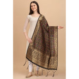 Black silk Zalhar Work Duppatta for traditional wear, length 223 meters