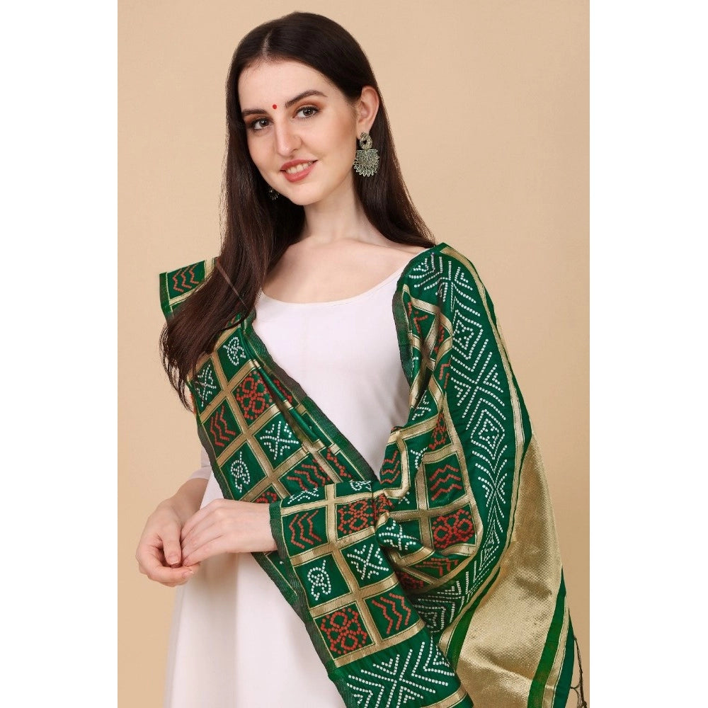 Green silk Zalhar Work Duppatta, 223 meters length for traditional wear events