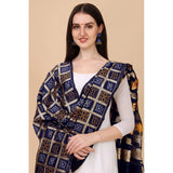 Navy Blue Silk Zalhar Work Duppatta for traditional wear, length 223 meters (2-2.3 mts wide)