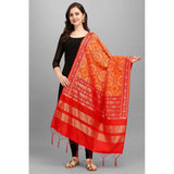 Orange silk Zalhar Work Duppatta (223 meters) for traditional wear, high-quality silk fabric on display