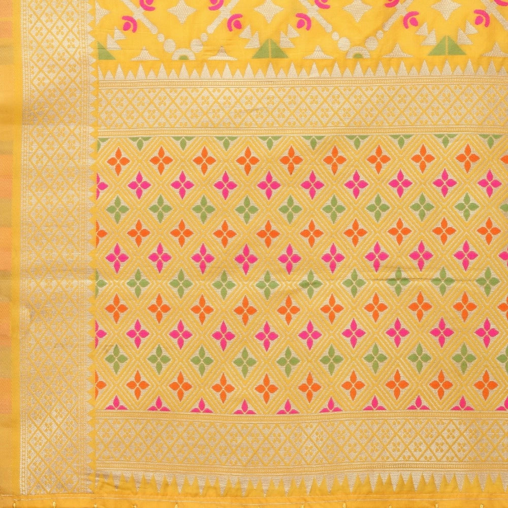 Mustard Yellow Silk Zari weaving Duppatta (223m, 36" wide), traditional wear for women