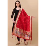 Red silk Zari weaving Duppatta, 223 meters long for traditional wear