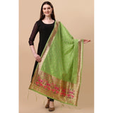 Light Green Silk Zalhar Work Duppatta, traditional wear for women, length 223 meters