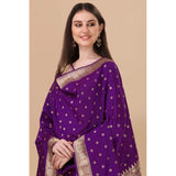 Purple silk Zari weaving Duppatta, traditional wear, 2.2 mtrs length, rich zalhar pattern