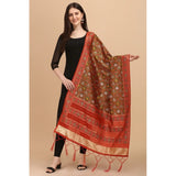 Brown silk Duppatta with Zalhar Work, 223 meters length for traditional wear