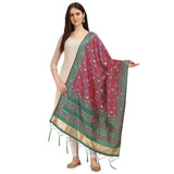 Purple silk Zari weaving Duppatta (223 mtrs), traditional wear with Zalhar pattern