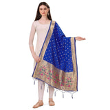 Blue silk Zari weaving Duppatta for traditional wear, 2-2.3 meters length, intricate Zalhar pattern
